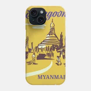 Rangoon Myanmar Travel poster Phone Case