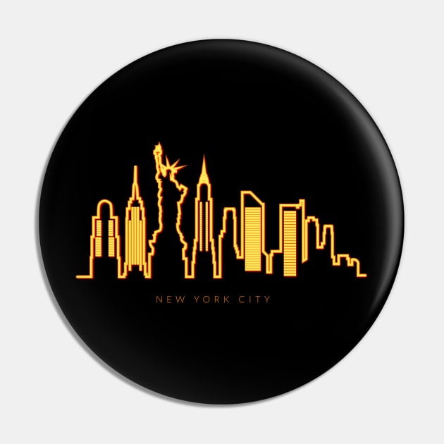 New York Neon Skyline Pin by LR_Collections