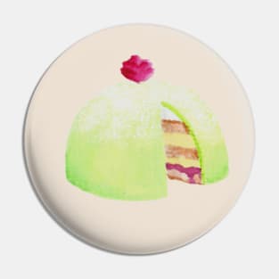 Swedish Princess Cake watercolor design Pin