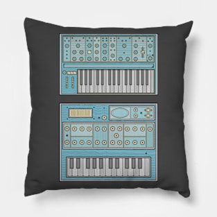 Blue Retro Synthesizer Pillow