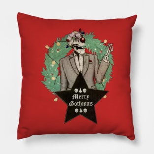 merry gothmas : christmas skull design Pillow