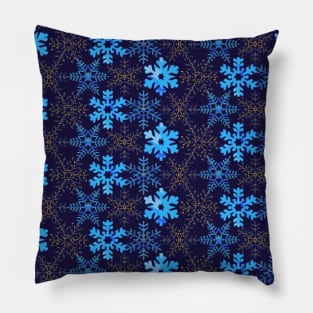 Blue Mosaic Snowflakes Pillow