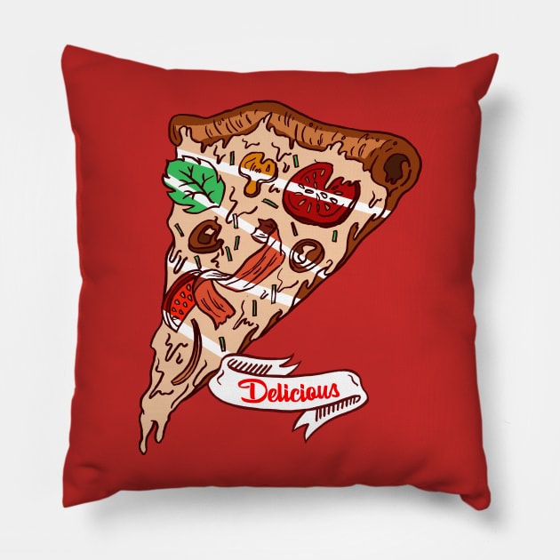 DELICIOUS PIZZA Pillow by snowhoho