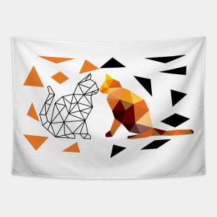 Cat love Geometry Tapestry