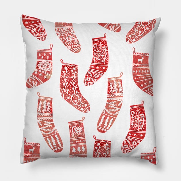 Nordic Christmas Stockings Pillow by NicSquirrell