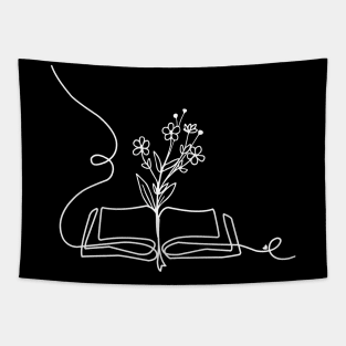 Flowers growing from book Tapestry