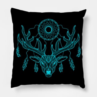 Mandala neon deer design with a deer designed in a mandala style Pillow