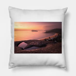 Foggy Pearl Beach Dawn Pillow