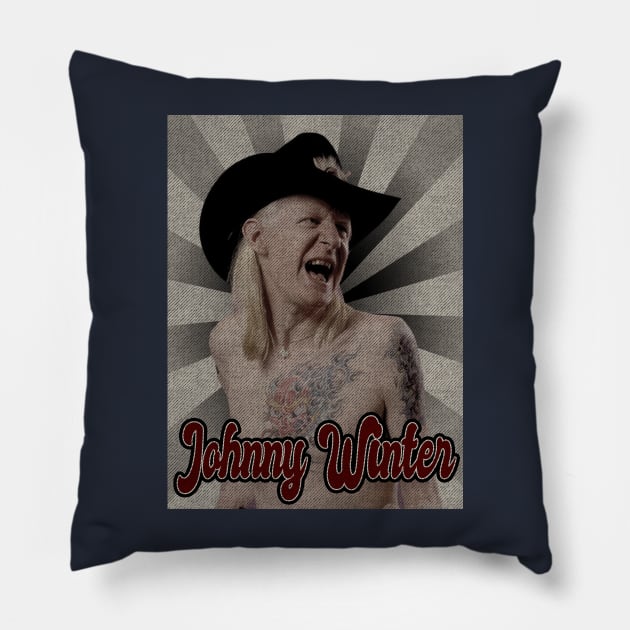 Johnny Winter Classic Pillow by StickMen