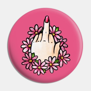 Floral FU Middle Finger Pin