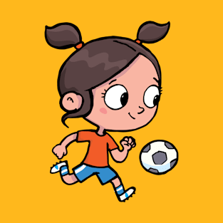 girl with ponytails successfully leads a soccer ball T-Shirt