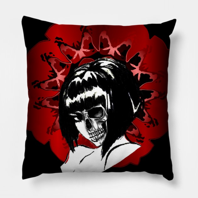 Blood Moon & Skull Beaute Pillow by dezzydcreates