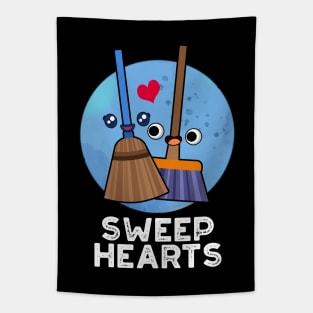 Sweep Hearts Funny Sweet Hearts Broom Pun Tapestry