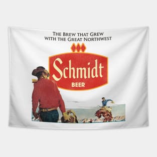 Schmidt Beer Retro Defunct Cowboy Nature Scene Tapestry