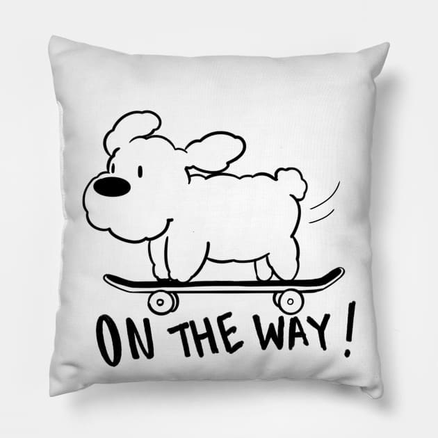 DOG ON THE WAY Pillow by hand.xyz