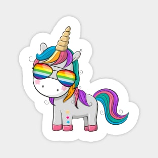 Cute unicorn with sunglasses colors of the rainbow. Magnet