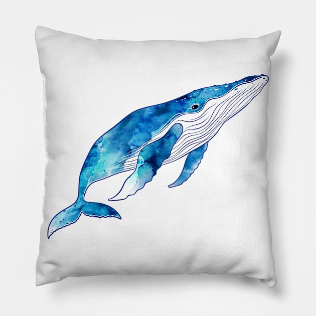 Watercolor Whale Pillow by themadesigns