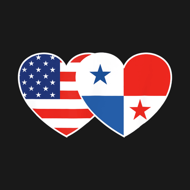 PANAMA USA Flag Twin Heart T Shirt for Panamanian Americans by jrgenbode