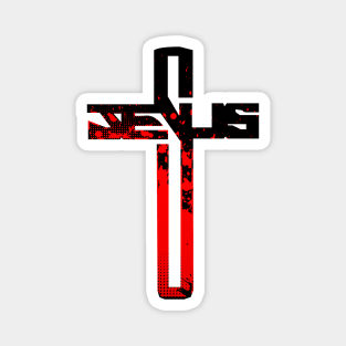 Red and Black Jesus Cross Magnet