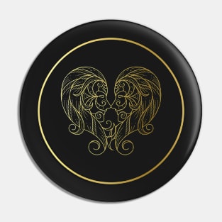 Gemini Zodiac Art Gold Pin