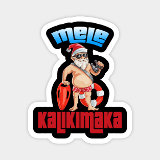 Mele Kalikimaka Christmas Santa Shaka Hawaii Magnet