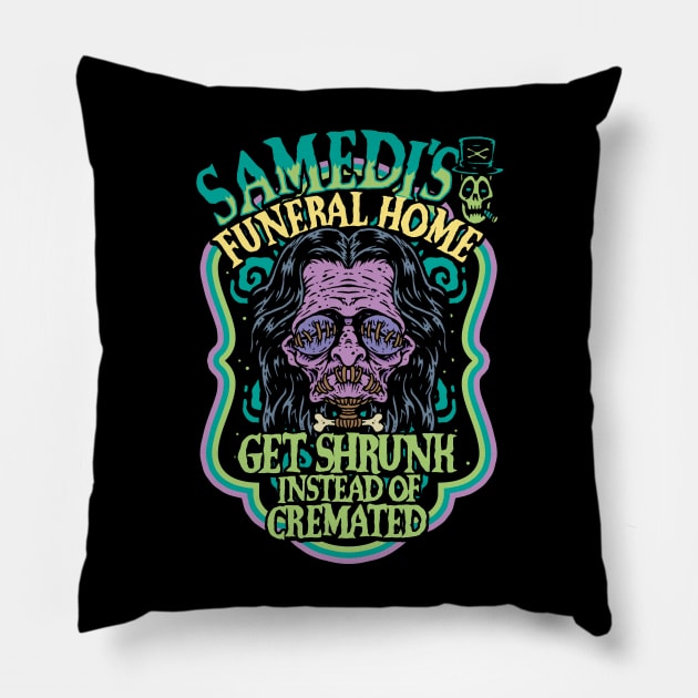 Samedi's Funeral Home Pillow by MonstersandMartians