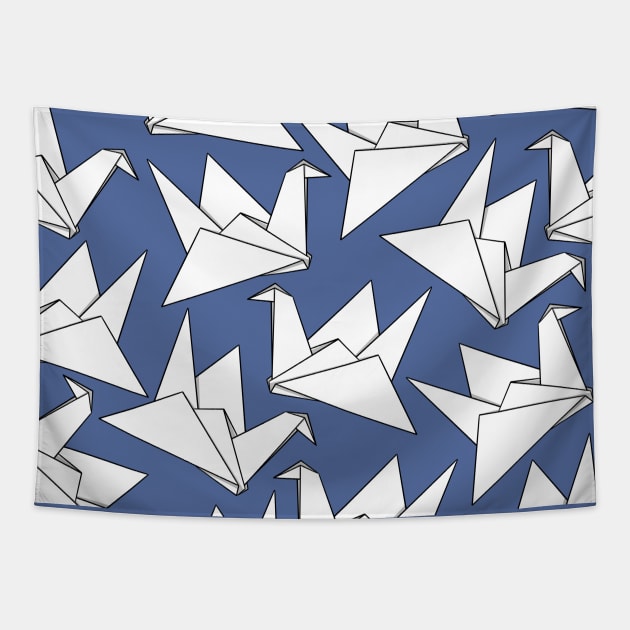 Origami Crane Blue Violet Tapestry by Sketchbook ni Abi