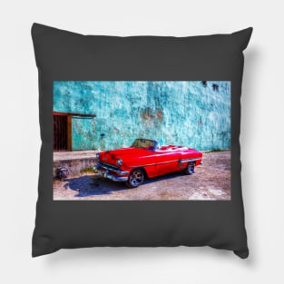 Red Car In Havana Pillow