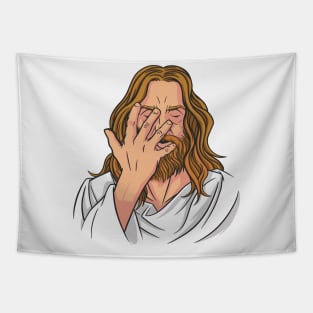 Frustrated Jesus // Funny Jesus Illustration Tapestry