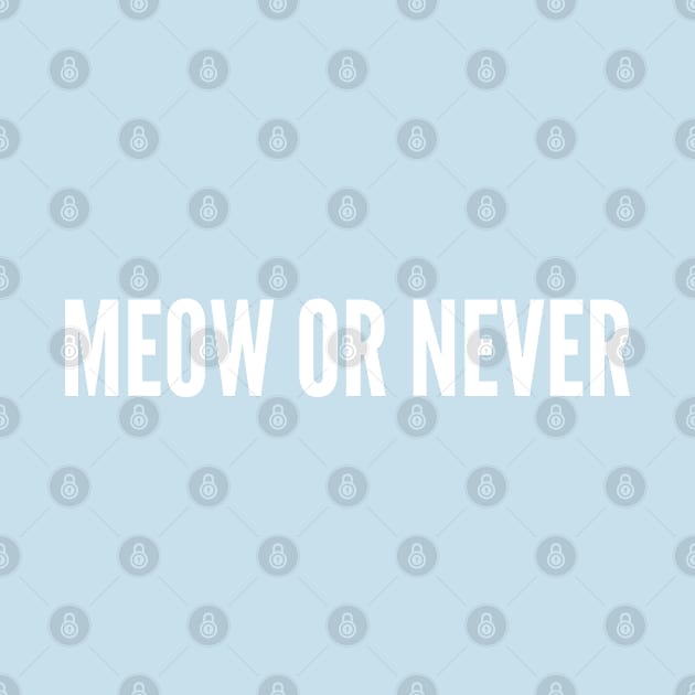 Meow Or Never - Funny Joke Cute Statement Cat Lover Slogan by sillyslogans