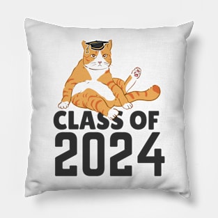 Funny  class of 2024 senior graduation 2024   cat Pillow