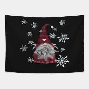 Gnome Cute Christmas Snowflake Cozy Buffalo Checks Gnomes WIntertime Snow Tapestry