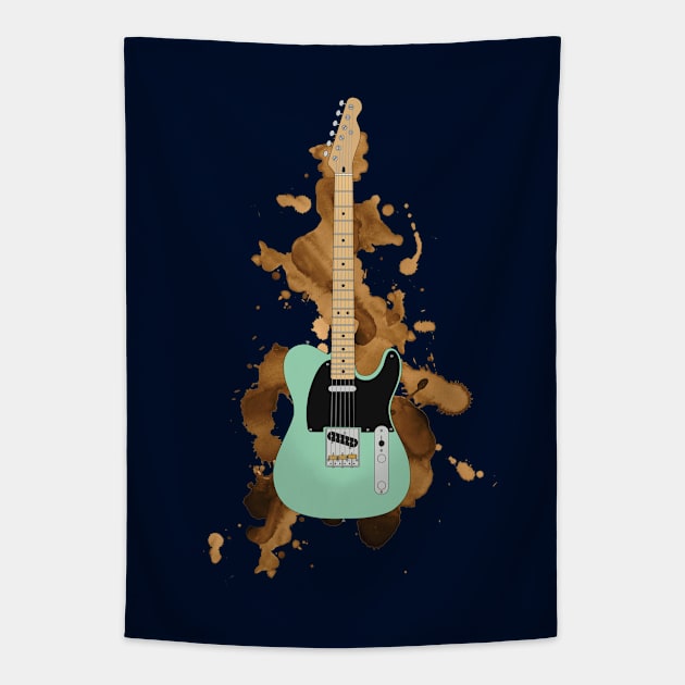 T-Style Electric Guitar Maple Surf Green Color Tapestry by nightsworthy