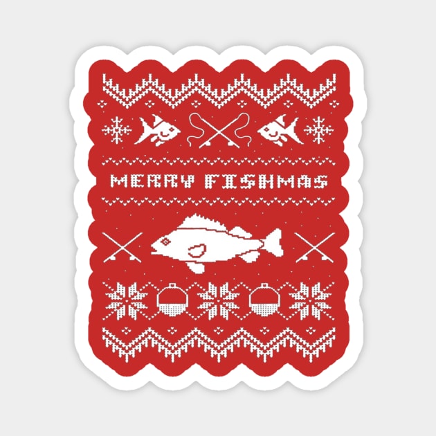 Merry Fishmas, Ugly FISHING Christmas Bass Fish Magnet by kasperek