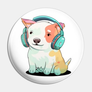 A cute dog with headphone Pin