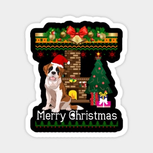 Ugly Christmas Sweater Saint Bernard Dog Magnet