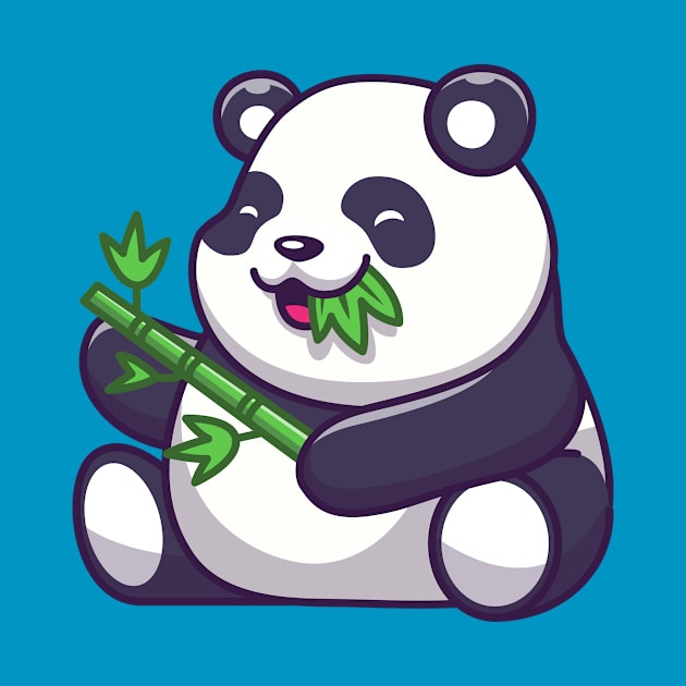 Cute Panda Eating Bamboo Leaf Cartoon by Catalyst Labs