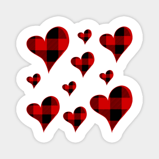 Buffalo Plaid Hearts Magnet