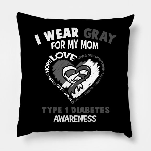 Type 1 Diabetes Awareness I Wear Teal For My Mom - Heart Ribbon Happy Mothers Day Pillow by BoongMie