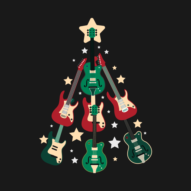 Electric Guitar Christmas Tree Rock Christmas Music by OfCA Design