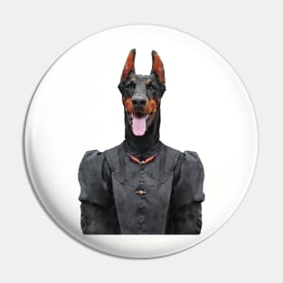 Victorian Doberman Dog Portrait Pin