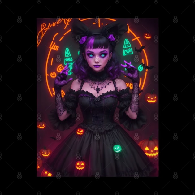 Halloween Spooky Neon Black Magic Witch by TrendyTees