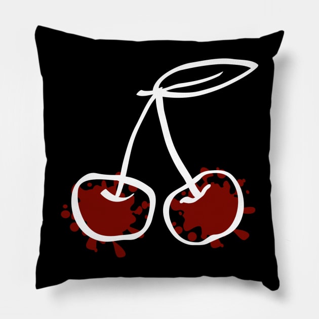 Two red cherries on a stalk Pillow by PopArtyParty