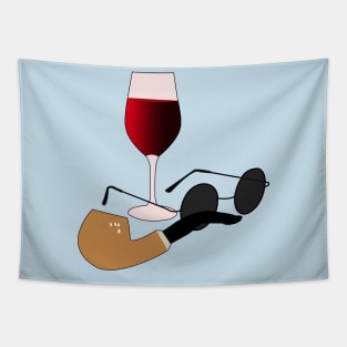 Wine, Pipe and Glasses Tapestry