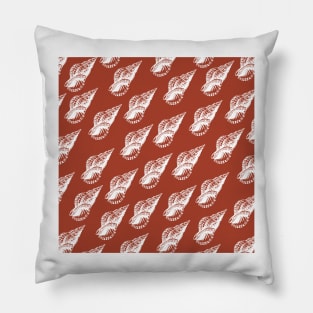 tulip shell aloha print pattern dusty orange and white Pillow