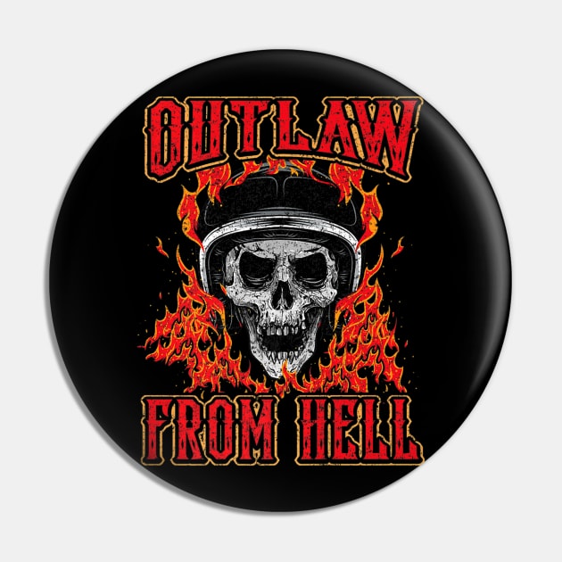 Outlaw Skull Biker Skeleton Pin by SkullGrungeSHOP