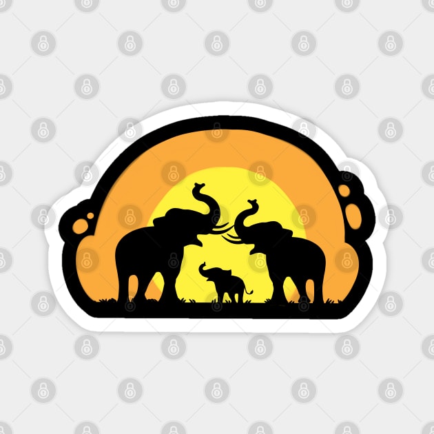 Elephant Family Gift Product Elephants Wildlife Kids Adult Design Magnet by Linco