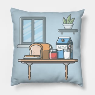 Breakfast time cartoon Pillow