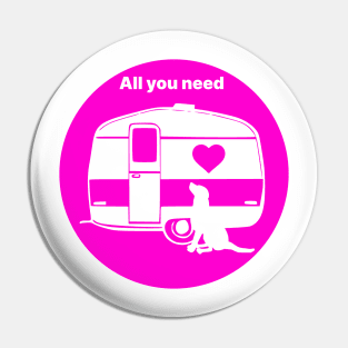 ALL YOU NEED HEART DOG CARAVAN FUCHSIA2 Pin