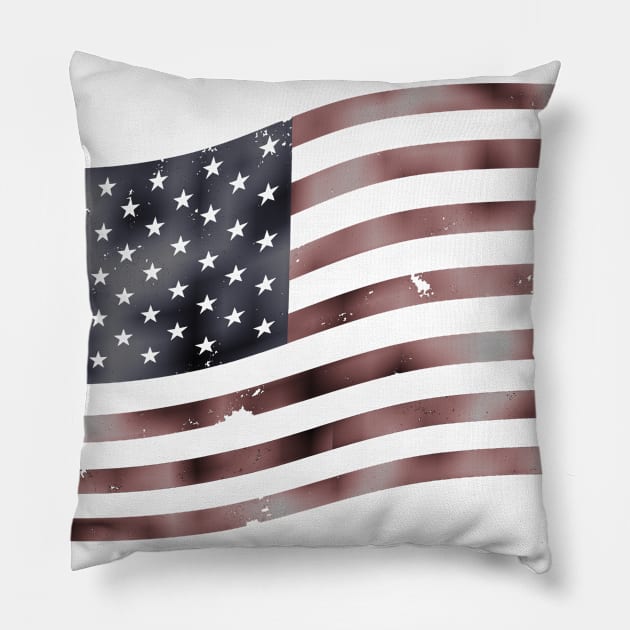 Waving Distressed Red American Flag USA Patriotic Pillow by DazzlingApparel